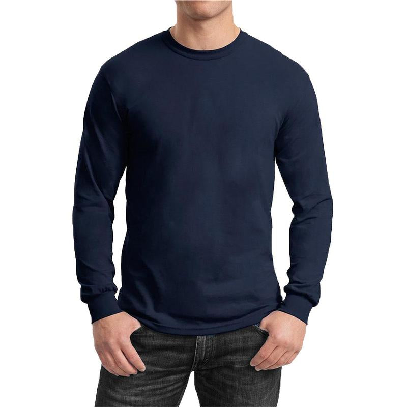 Men'S Long Sleeve Cotton-Blend Crew Neck Tee