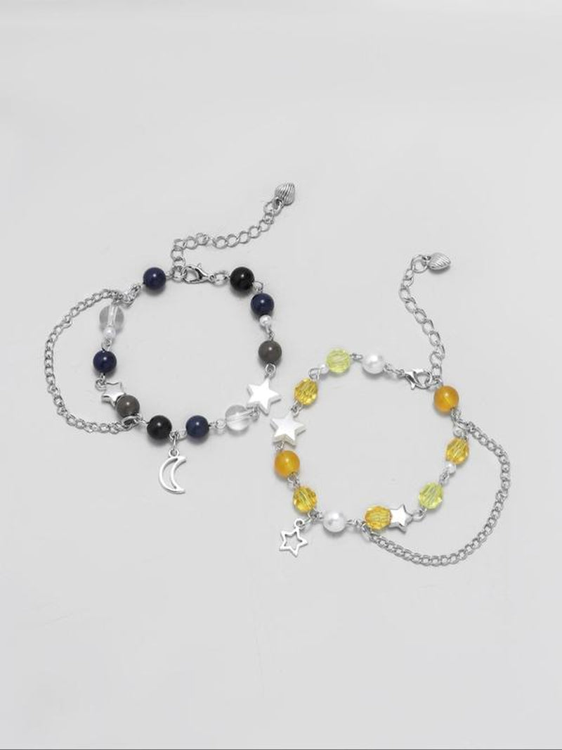 Unisex Cute Guitar & Star Charm Matching Bracelets, Friendship Couple Y2K Colorful Beaded Bracelets for Women Men, Bracelet Kit Summer Jewelry Gift
