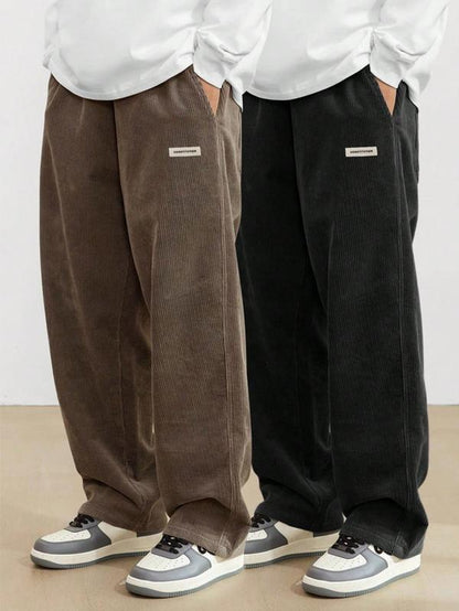 Unisex Loose Solid Patched Drawstring Waist Pants, Summer Outfits 2024, Men'S Casual Comfy Straight Leg Trousers for Summer, Fashion Men'S Bottoms for Daily Wear