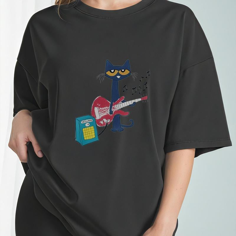 Pete the Cat Playing Guitar Tee - Y2K Tee, 90S Tee, Graphic Shirt Crop, Coquette, Vintage Design