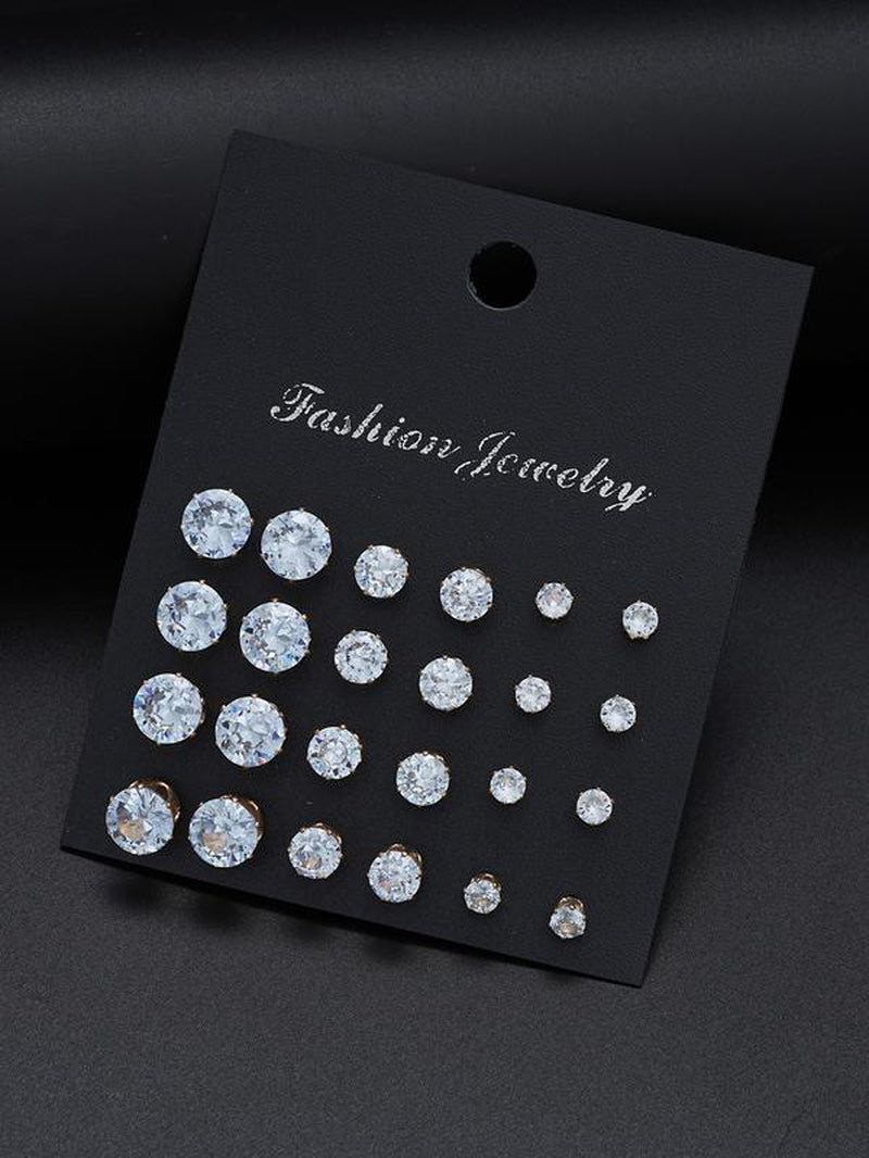 38-Piece Stainless Steel Jewelry Set for Men & Women, Casual Style with Artificial Zircon Earrings Necklaces Bracelets Accessories