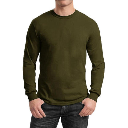 Men'S Long Sleeve Cotton-Blend Crew Neck Tee