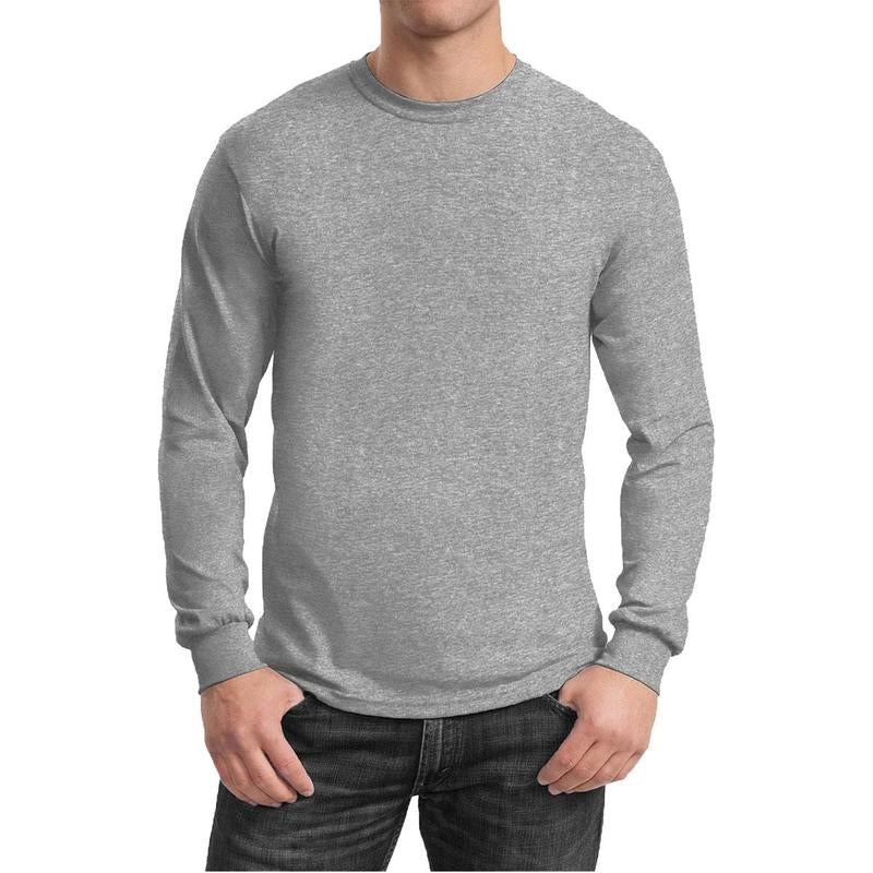 Men'S Long Sleeve Cotton-Blend Crew Neck Tee