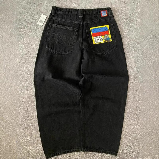 Jeans Pants Black Jeans Wide Leg Men Retro Loose Fashion Trendy Pants Hip-Hop Streetwear American Street Casual Jeans