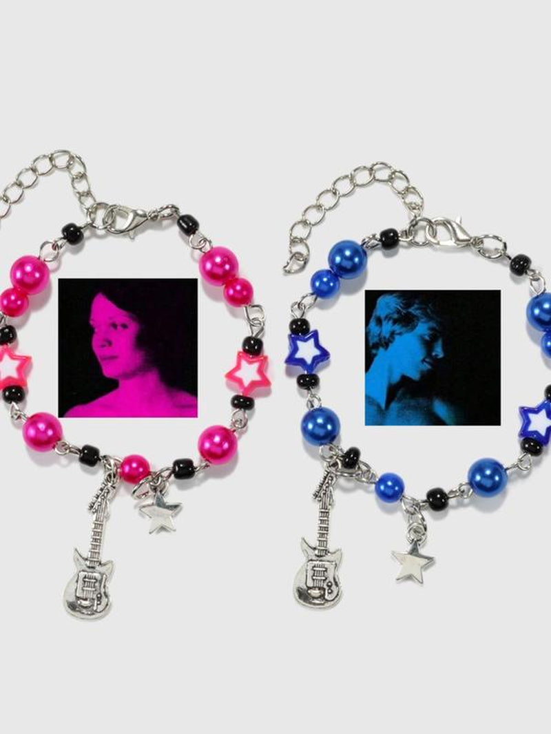 Unisex Cute Guitar & Star Charm Matching Bracelets, Friendship Couple Y2K Colorful Beaded Bracelets for Women Men, Bracelet Kit Summer Jewelry Gift