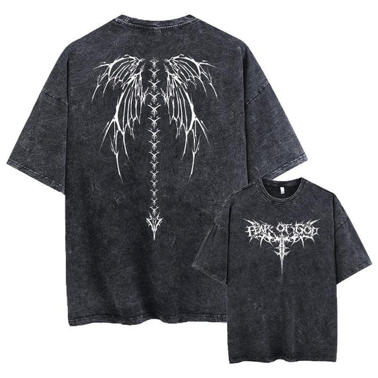 Oversize Printed T-Shirts Men Gym Vintage Heavyweight T Shirts Cotton Workout Acid Wash Baggy Tees Street Fashion Tops