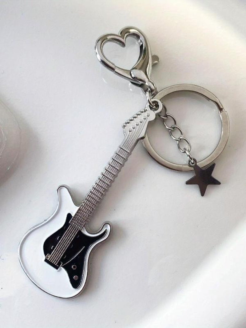 Guitar & Star & Heart Design Keychain, Fashionable Keychain for Men, Trendy All-Match & Exquisite Keychain for Birthday Gift, Valentine'S Day, Gift