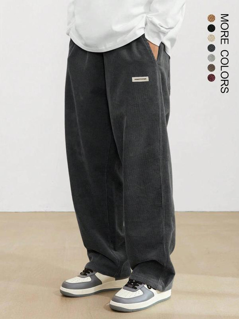 Unisex Loose Solid Patched Drawstring Waist Pants, Summer Outfits 2024, Men'S Casual Comfy Straight Leg Trousers for Summer, Fashion Men'S Bottoms for Daily Wear