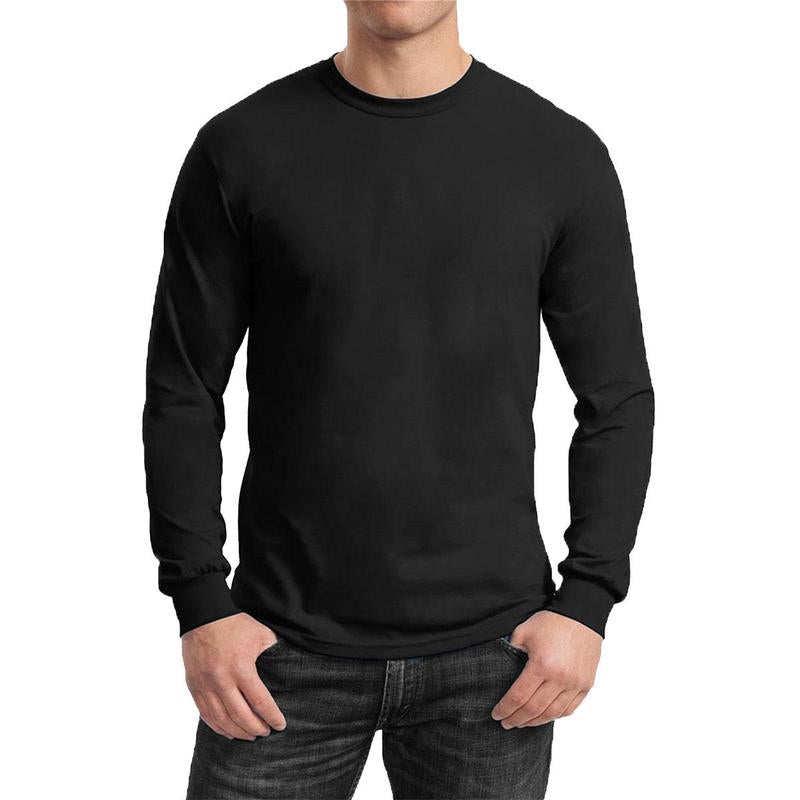 Men'S Long Sleeve Cotton-Blend Crew Neck Tee