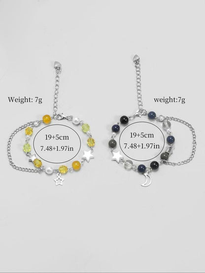 Unisex Cute Guitar & Star Charm Matching Bracelets, Friendship Couple Y2K Colorful Beaded Bracelets for Women Men, Bracelet Kit Summer Jewelry Gift