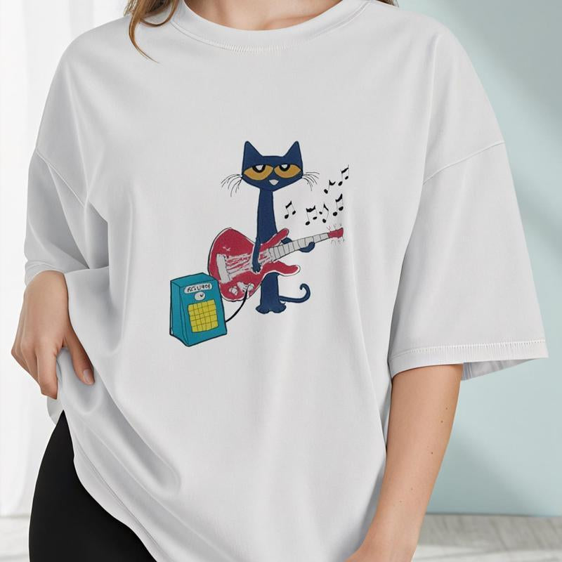 Pete the Cat Playing Guitar Tee - Y2K Tee, 90S Tee, Graphic Shirt Crop, Coquette, Vintage Design