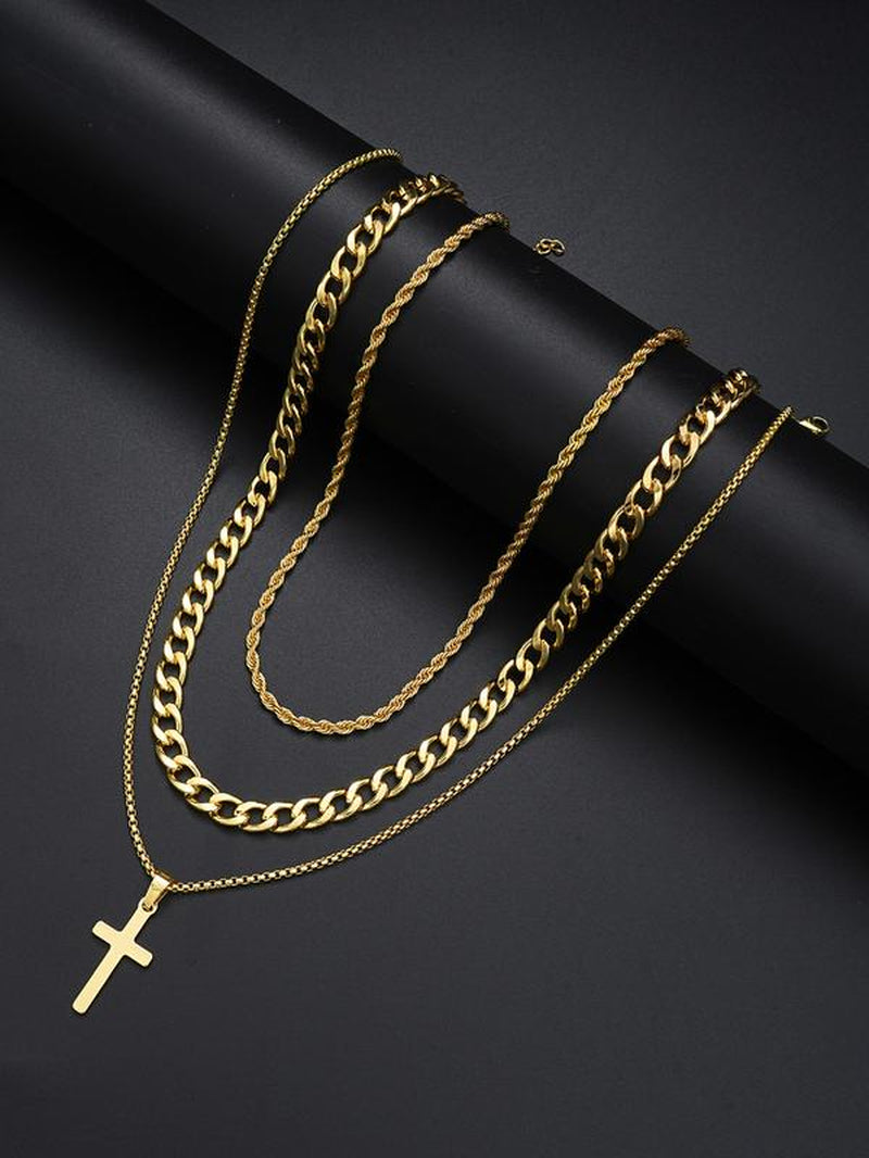 38-Piece Stainless Steel Jewelry Set for Men & Women, Casual Style with Artificial Zircon Earrings Necklaces Bracelets Accessories