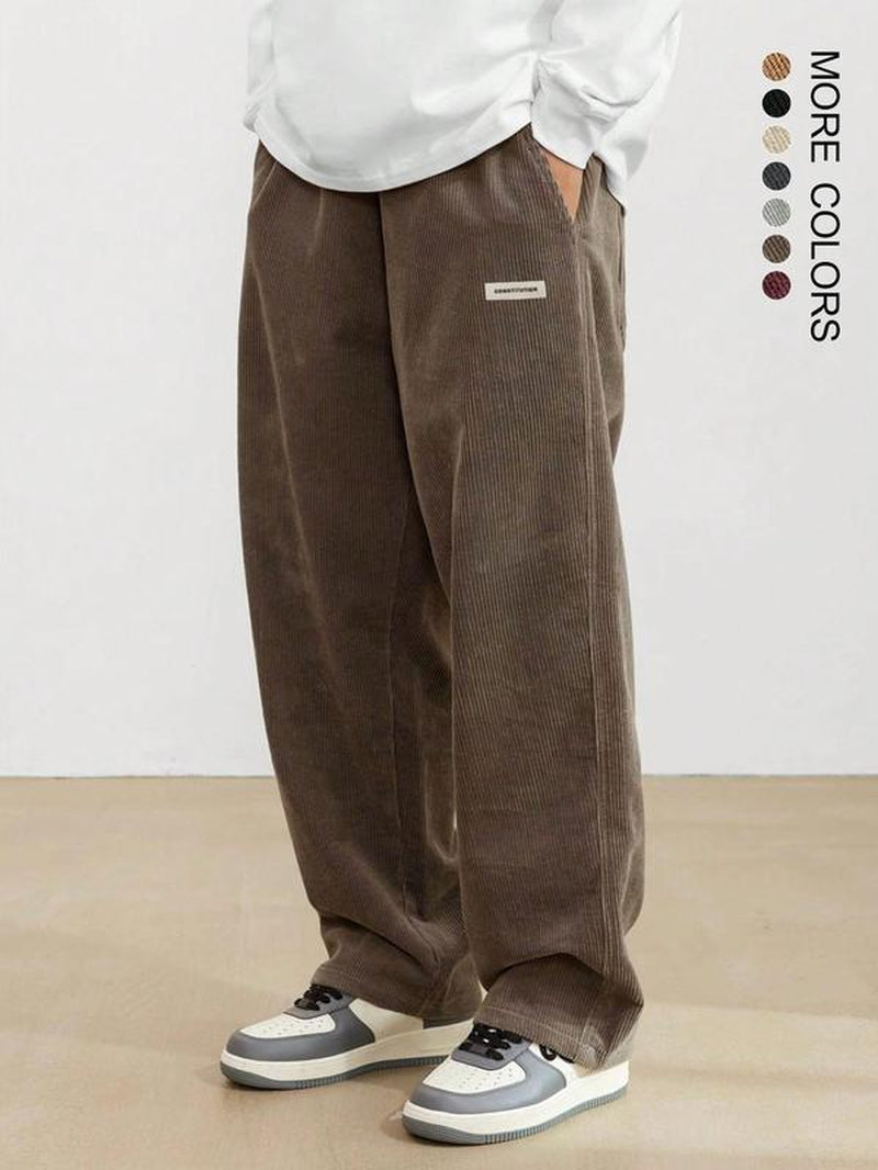 Unisex Loose Solid Patched Drawstring Waist Pants, Summer Outfits 2024, Men'S Casual Comfy Straight Leg Trousers for Summer, Fashion Men'S Bottoms for Daily Wear