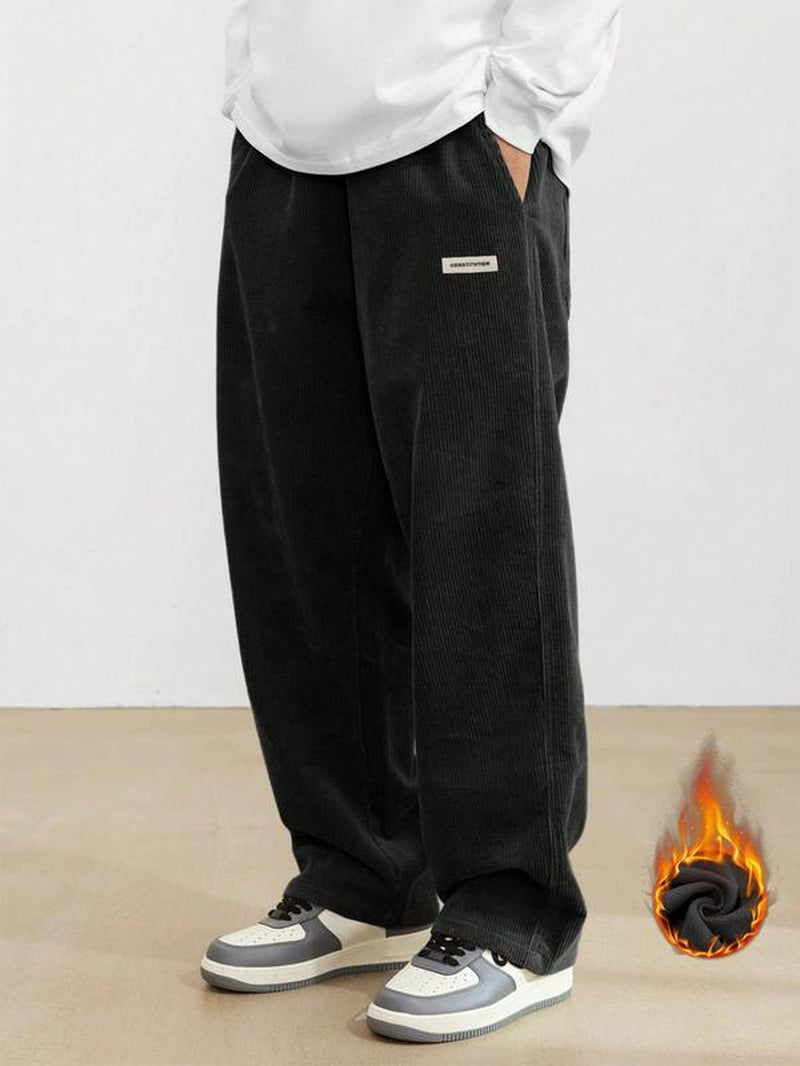 Unisex Loose Solid Patched Drawstring Waist Pants, Summer Outfits 2024, Men'S Casual Comfy Straight Leg Trousers for Summer, Fashion Men'S Bottoms for Daily Wear