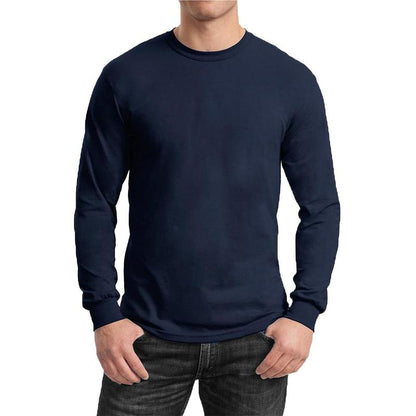 Men'S Long Sleeve Cotton-Blend Crew Neck Tee