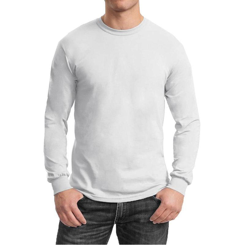Men'S Long Sleeve Cotton-Blend Crew Neck Tee