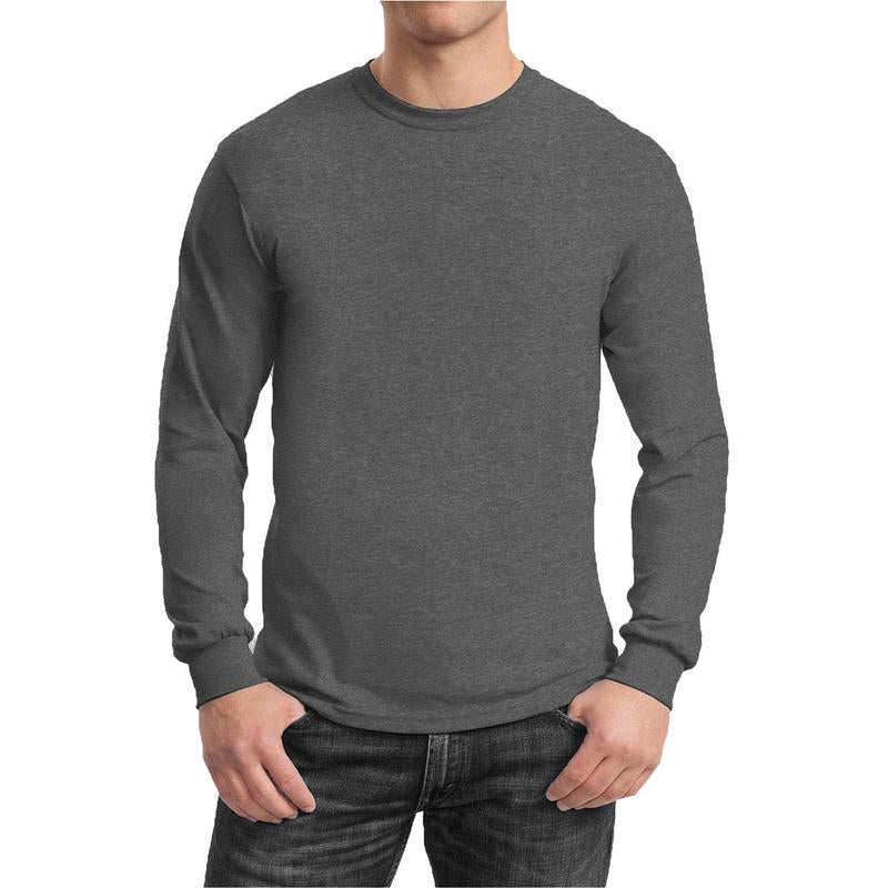 Men'S Long Sleeve Cotton-Blend Crew Neck Tee