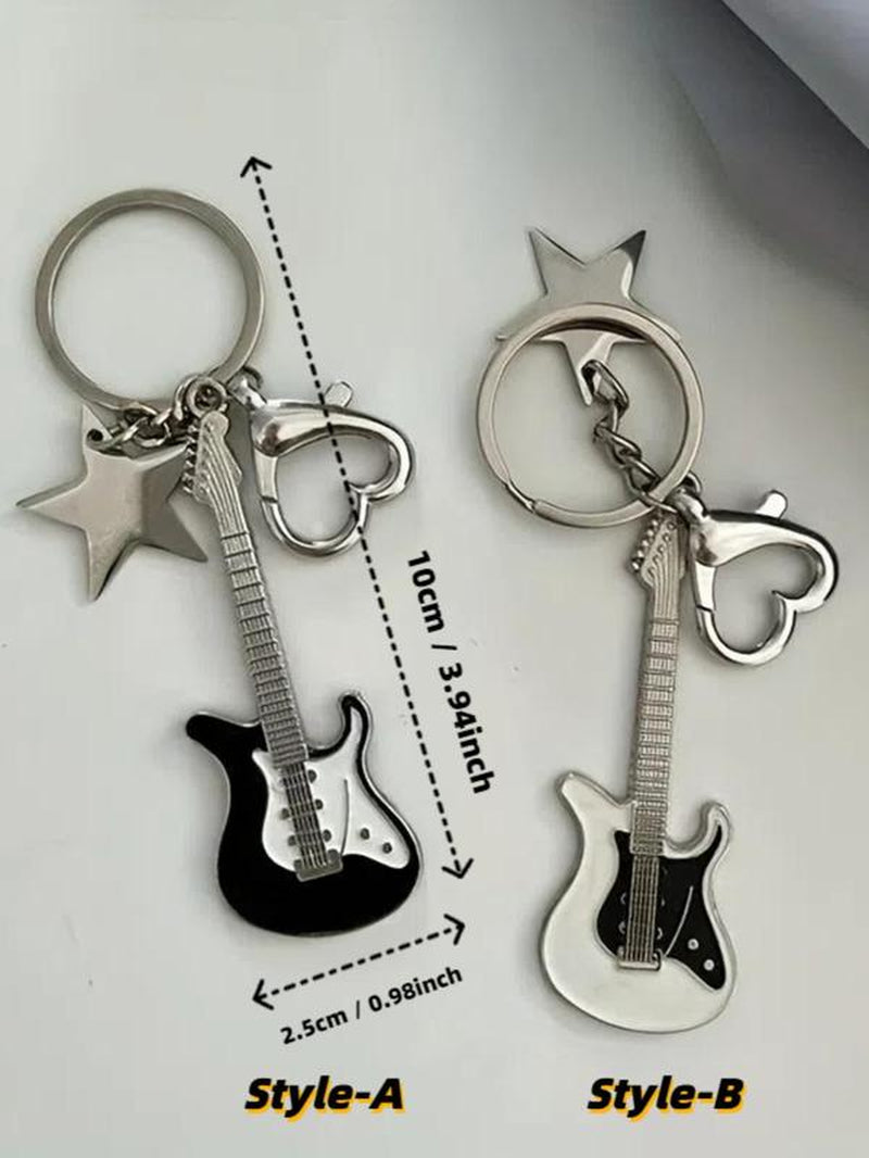 Guitar & Star & Heart Design Keychain, Fashionable Keychain for Men, Trendy All-Match & Exquisite Keychain for Birthday Gift, Valentine'S Day, Gift