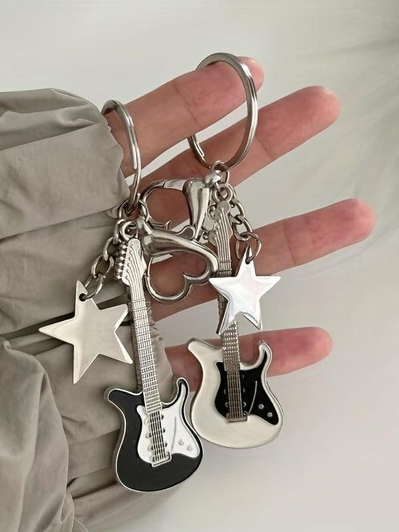 Guitar & Star & Heart Design Keychain, Fashionable Keychain for Men, Trendy All-Match & Exquisite Keychain for Birthday Gift, Valentine'S Day, Gift