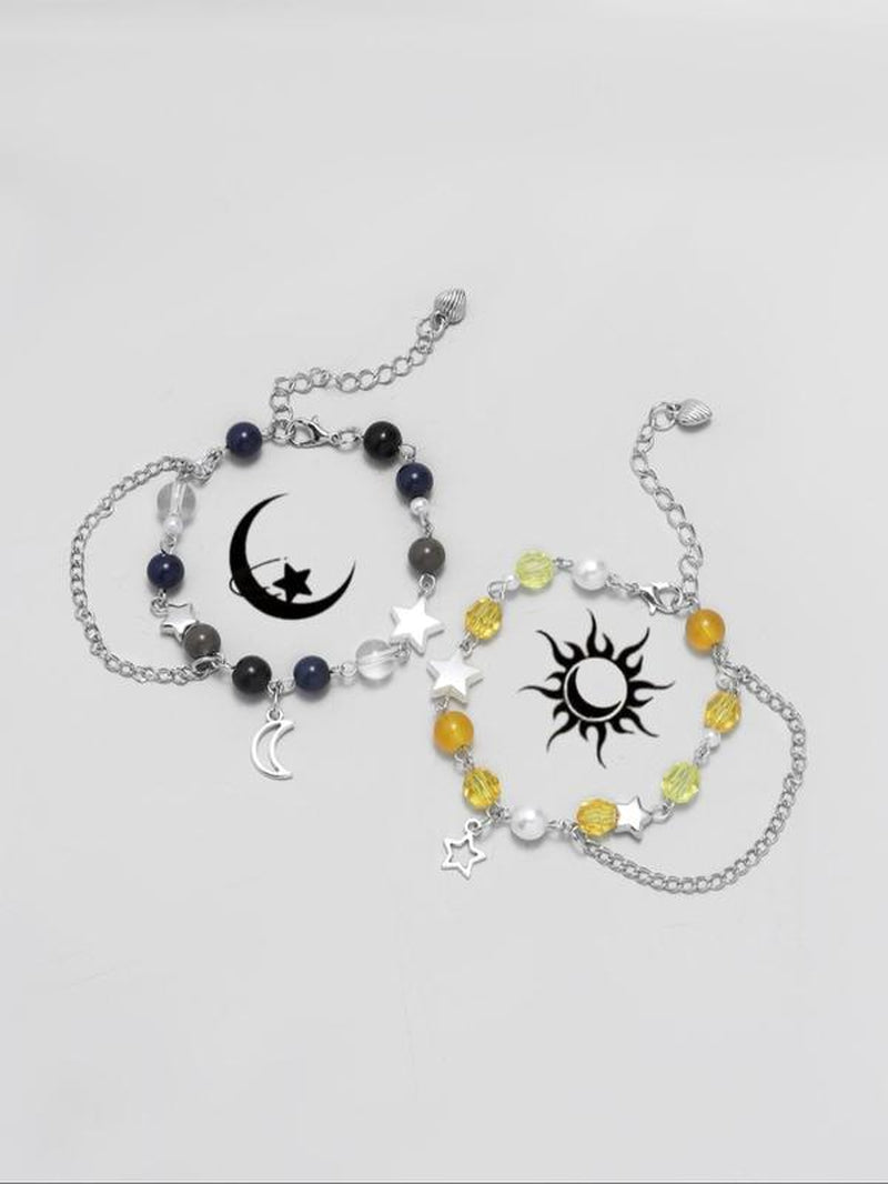 Unisex Cute Guitar & Star Charm Matching Bracelets, Friendship Couple Y2K Colorful Beaded Bracelets for Women Men, Bracelet Kit Summer Jewelry Gift